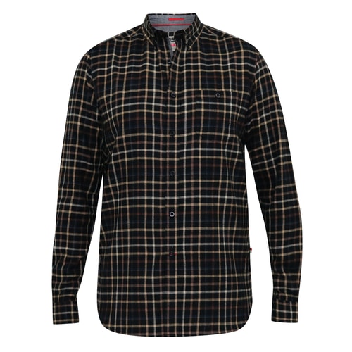 D555 Destin Long Sleeve Check Shirt Black Tan